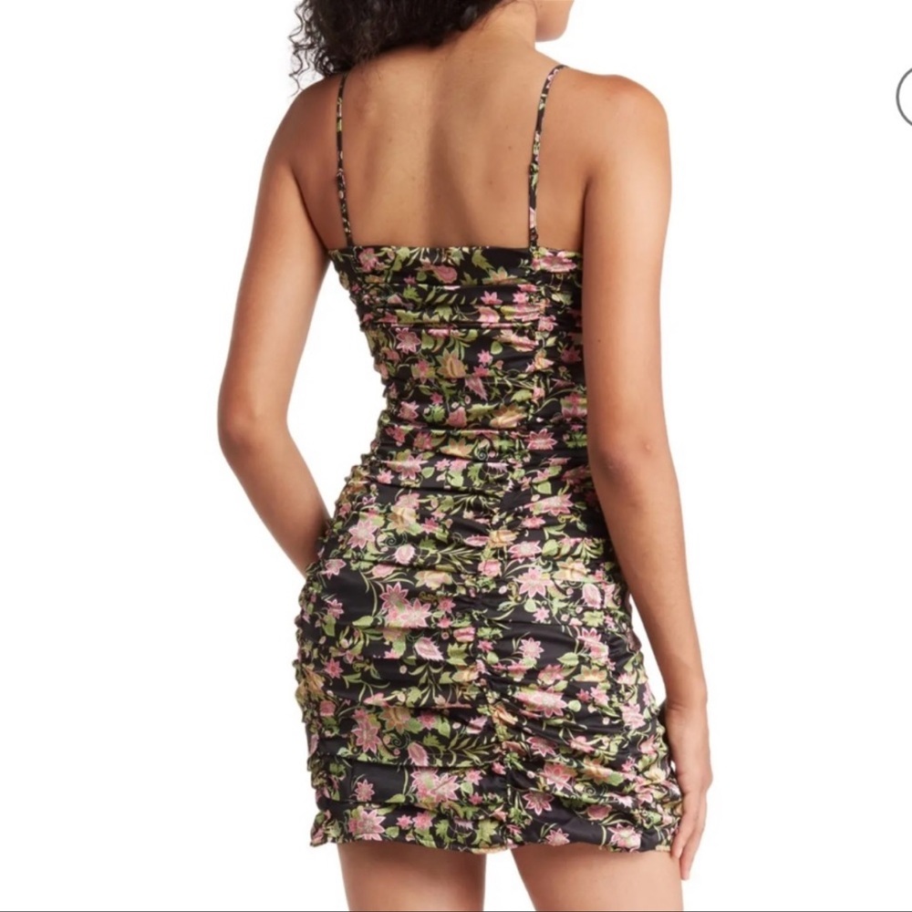 NWT NSR Floral Cutout Ruched Mini Dress - Picture 3 of 9